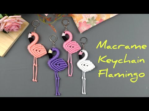 Macrame Keychain Flamingo | Macrame Souvenir @macramekreasierny