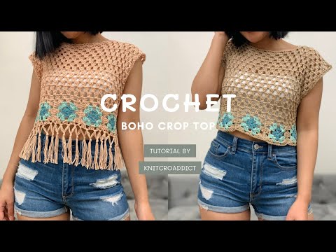 Crochet Granny Square Top Tutorial/ Easy Crochet Top for Beginners/ Boho Crochet Top Pattern