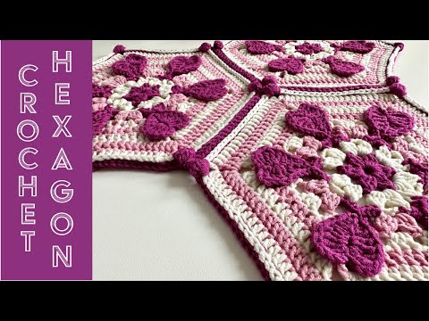 Granny Hexagon | Crochet heart granny | Granny crochet blanket