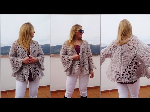 Chaqueta Cotton Candy a Crochet ✨(Parte 1 de 2 ) paso a paso todas las tallas