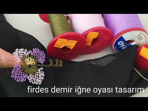 815- sade, güzel, yan çiçekli bir iğne oyası modeli anlatımlı yapılışı