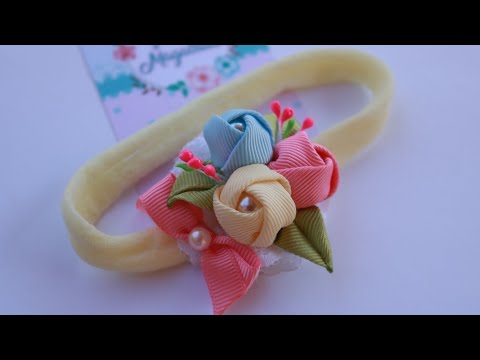 Flor de gorgurão -  flor fácil - faixa com flor - корсажная лента - handmade ribbon flower sash