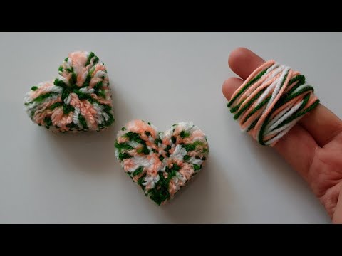 Easy Pom Pom Heart Making Idea with Fingers✅How to Make a Heart from String✔Beautiful And Easy🧡🤍💚