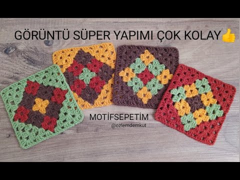 Bu Desenli Grannysquare Motifte Yürüyen İpleri Öyle Gizliyoruz ki❗ Önü ve arkası tertemiz çıkıyor👍🌻