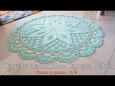 Tapete redondo em crochê - Tapete para quarto de Bebê - Parte 2/4