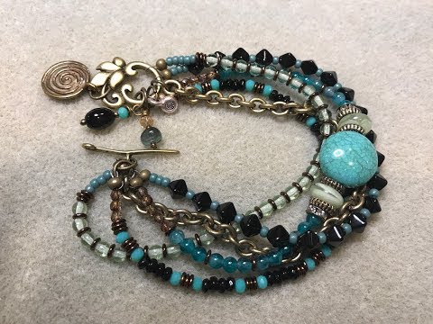 Multi-Strand Falling Leaves and Gaia Bracelet