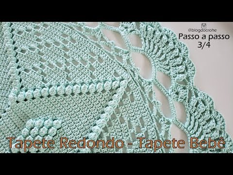 Tapete redondo em crochê - Tapete para quarto de Bebê - Parte 3/4