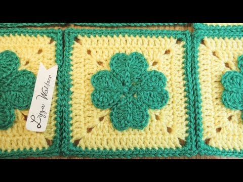 Crochet Four Leaf Clover In The Solid Square