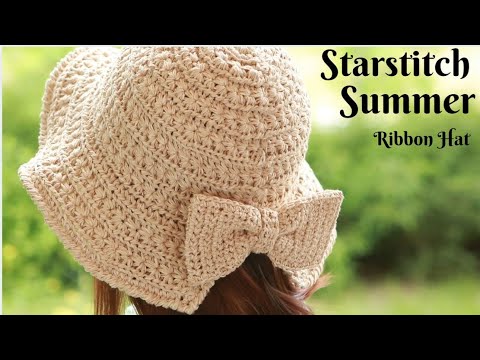 crochet Summer hat/스타스티치 절개 썸머 리본 햇