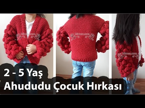 Ahududu Modeli 2 - 5 Yaş Örgü Çocuk Hırkası Yapımı