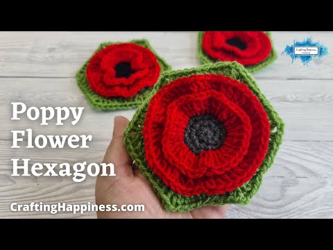 Remembrance Poppy Flower Hexagon Pattern | Crafting Happiness