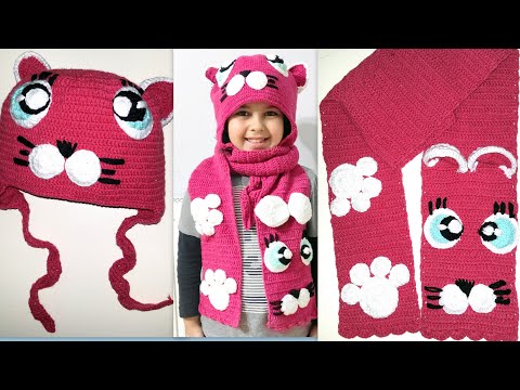 Hayvan  Kedi Figürlü Kedi Bere Şapka Yapımı Kedili Bere  Knitted Beret Hat Making