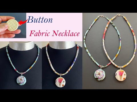 So Easy 🌹 DIY Beautiful Liberty Fabric Covered Button Necklace | Charm Necklace | Collar | हार | ਹਾਰ