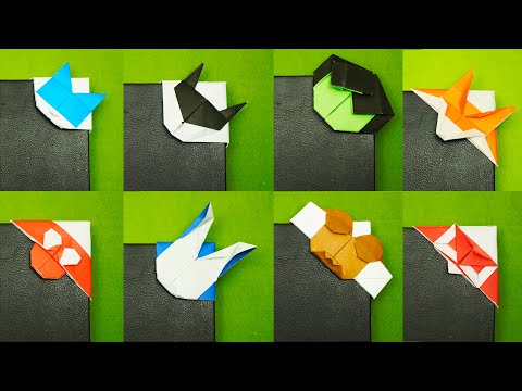 Easy Origami BOOKMARKS 🔖 8 in 1 (Yakomoga) - PAPER ANIMALS BOOKMARKS