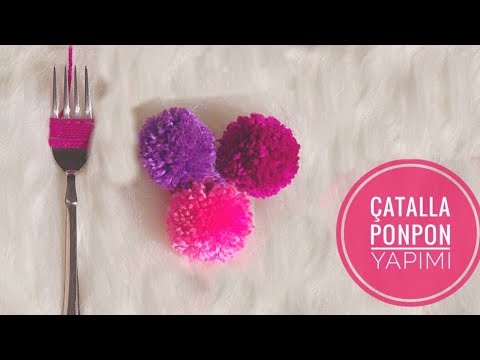 ÇATALLA PONPON YAPIMI ( EASY POMPON TRICK WITH FORK, SEWING HACK )