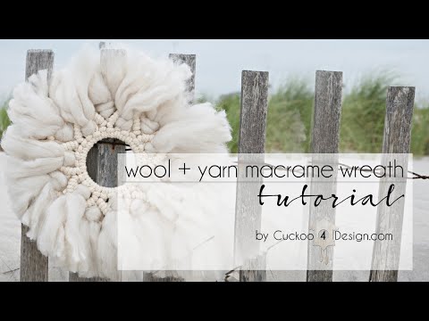 wool and yarn macrame wreath