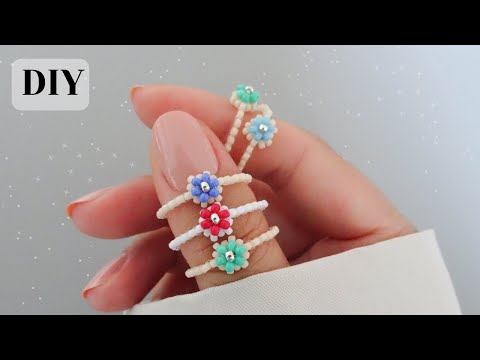 How to make flower beaded ring/Seed Beads DIY/Beads Jewelry