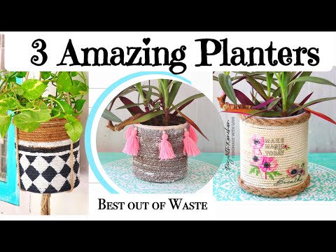 3 AMAZING JUTE ROPE PLANTERS OUT OF WASTE - PART - 1 | DIY Rope Baskets for Plants | DIYwithKANCHAN