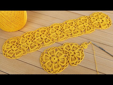 Цветочное ЛЕНТОЧНОЕ КРУЖЕВО крючком СХЕМА вязания Crochet Lace Braid Ribbon Tape Tutorial