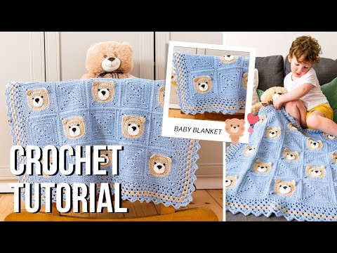 CUTE Bear Crochet Baby Blanket (Part 1 of EASY, Step by step Tutorial!)