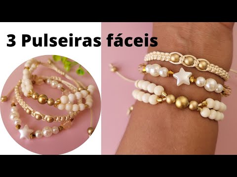 Como fazer pulseiras fáceis e lindas com miçangas, macramê e fio de silicone / Pulseiras para vender