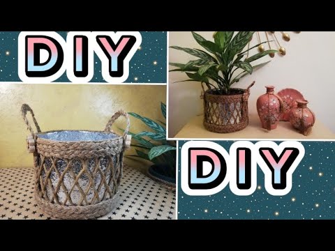 DIY How To Make Plant Basket Jute Craft Recycling Idea #art #easy #diy #creative #home #recycling