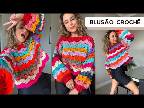 BLUSÃO SUÉTER DE CROCHÊ - CROCHET TUTORIAL - FALA + CROCHETA