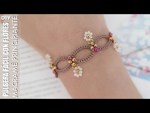 COMO HACER PULSERAS FÁCIL Y RÁPIDO CON FLORES | PULSERAS EN MACRAMÉ PRINCIPIANTES #diymacrame