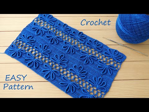 Обалденный ЦВЕТОЧНЫЙ УЗОР КРЮЧКОМ подробное вязание МК 🌸 SUPER EASY flower Pattern Crochet