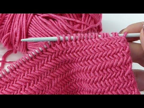 çok kolay iki şiş balık sırtı örgü modeli yapılışı ✅ #crochet  yeni örgü modelleri