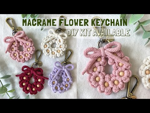 DIY | Macrame Flower Hour keychain tutorial | llaveros en macrame | 마크라메 꽃 키링