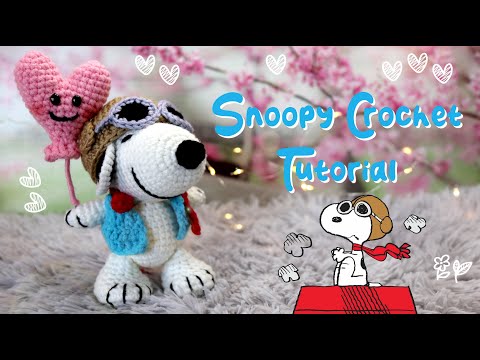 Snoopy with Heart Balloon Crochet Tutorial | FREE PATTERN | Snoopy Amigurumi | Crochet with Aybi