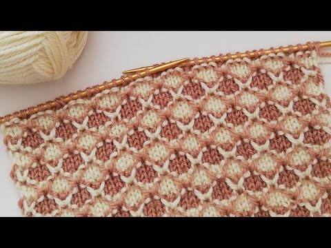 İki renkli çok kolay iki şiş örgü modeli anlatımı 🌼crochet knitting