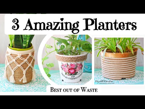 3 AMAZING JUTE ROPE PLANTERS OUT OF WASTE - PART - 2 | DIY Rope Baskets for Plants | DIYwithKANCHAN