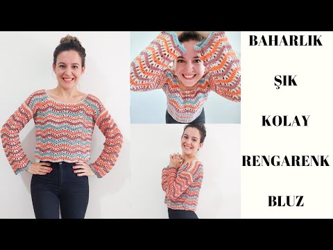 ZİKZAK MODEL RENGARENK BLUZ YAPIMI - 1 | TIĞ İŞİ ZİKZAK MODEL YAPIMI | Crochet Blouse