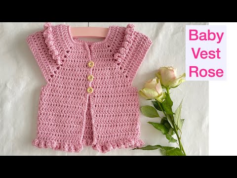 Crochet baby vest Rose | app. 6 - 9 months | beginner crochet