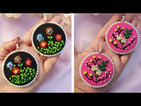 Hand embroidered earrings ✨️ earrings with hand embroidery/hand embroidery design