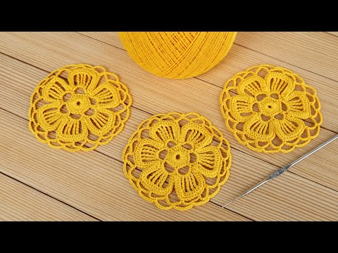 Простой ЦВЕТОЧНЫЙ МОТИВ вязание крючком для начинающих СХЕМА узора Crochet flower motif tutorial