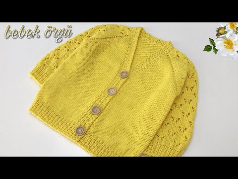 Yazlık bebek örgü hırka modeli, baby knit cardigan pattern for summer #kelebekörgümodeli