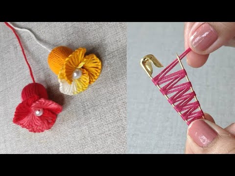 New Easy Hand Embroidery Flower design idea. Super Hand Embroidery Flower design trick