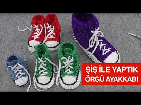 Örgüden Şiş İle Converse Patik Yapımı - Örgü Modelleri