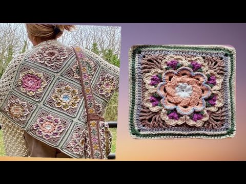 GRANNY SQUARE A CROCHET - FLOR ARCOÍRIS 3D