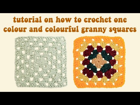 Crochet Square Tutorial - Colourful and one colour square