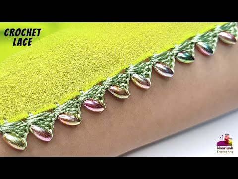 Crochet Border using Oval Pearls | Beautiful Qureshia Lace - 447