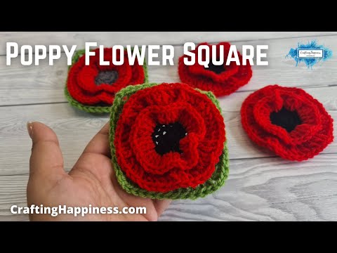 Remembrance Poppy Flower Square Pattern | Crafting Happiness