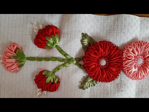 Flores 🌹de cetim para toalhas modelo 161 parte 3