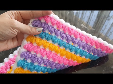 Artık iplerle ✅️ En kolay ✅️ En güzel  örgü lif modeli ✅️ Puf puf yumuşacık ✅️  knitting crochet