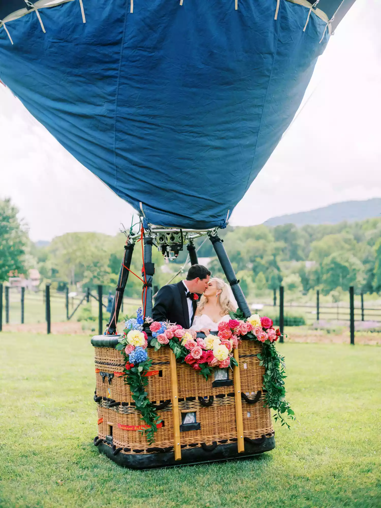 Wedding Couple In Hot Air Balloon