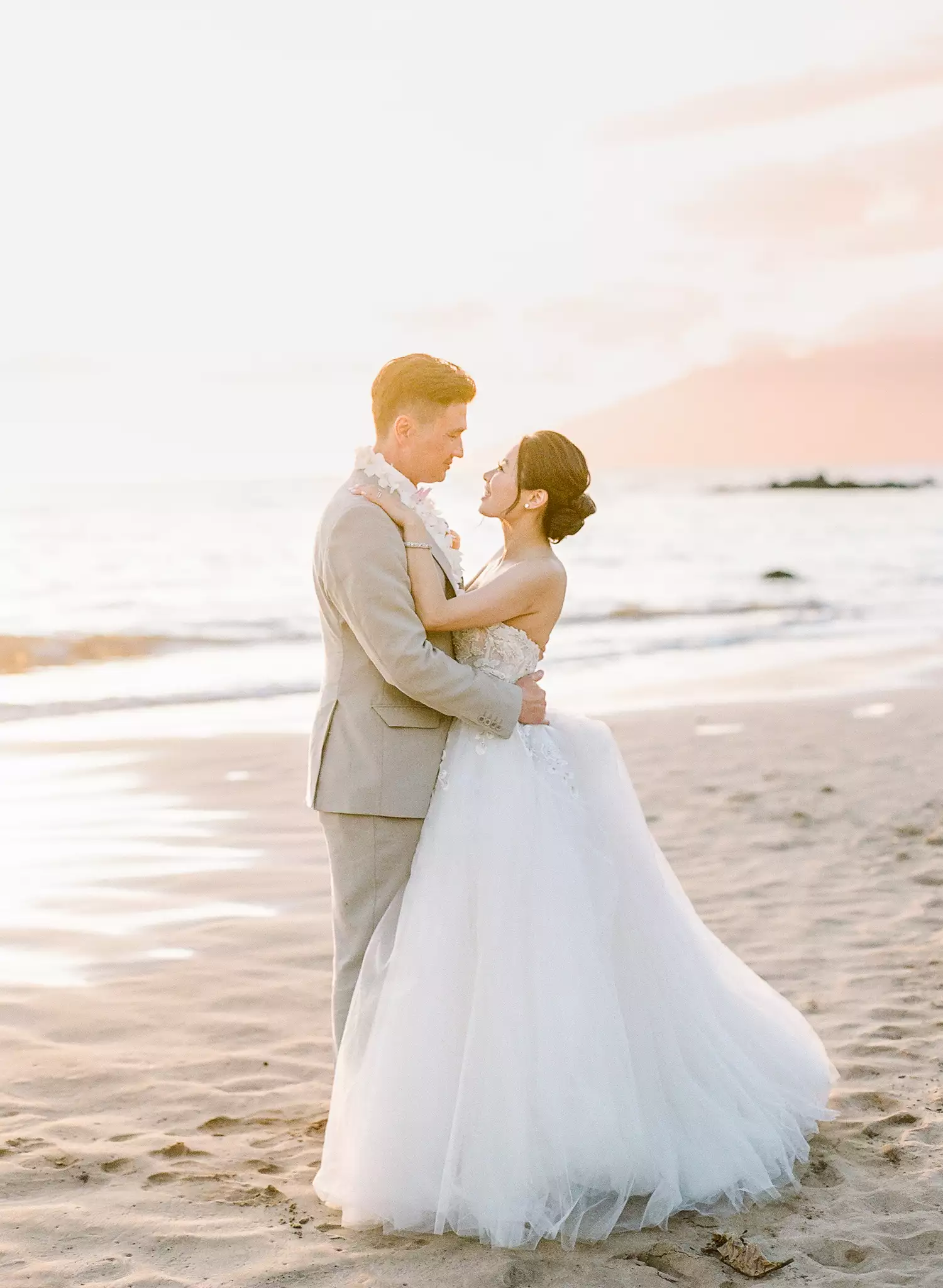 Portrait of Wedding Couple on Beach