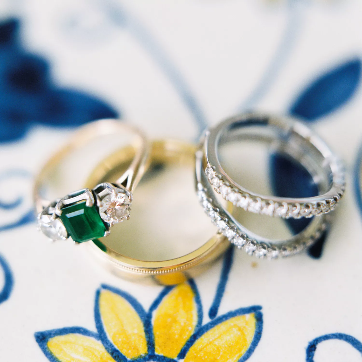 Emerald Ring and Bands